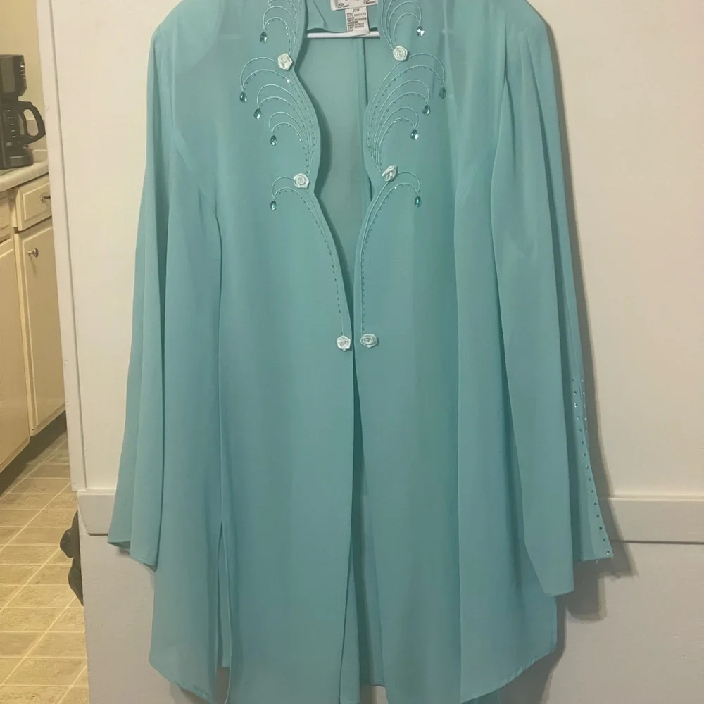 Tally Taylor Light Blue Blouse zise 22W Sherlock 100% polyester Linning - Picture 7 of 7